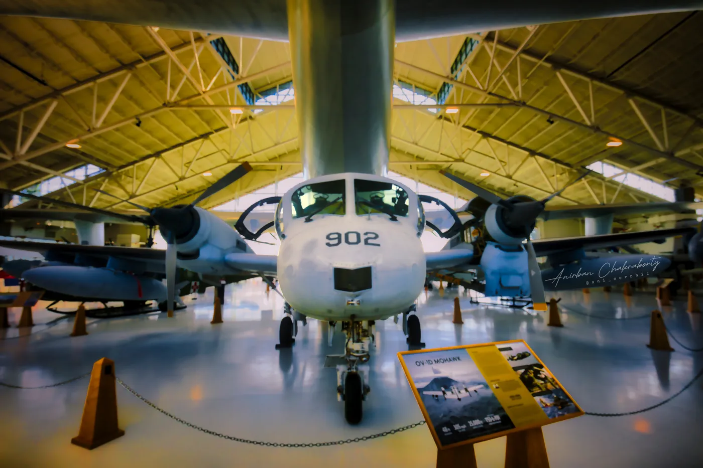 Head-on with a twin-turboprop observation plane, 902 on the nose