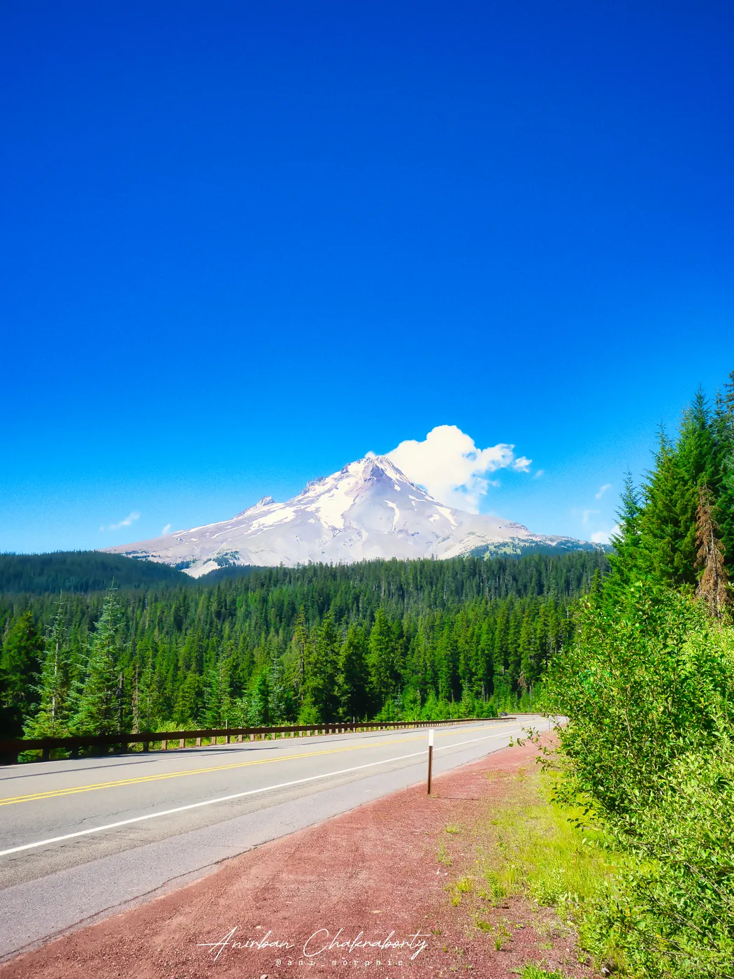 Mount Hood from the shoulder of the highway